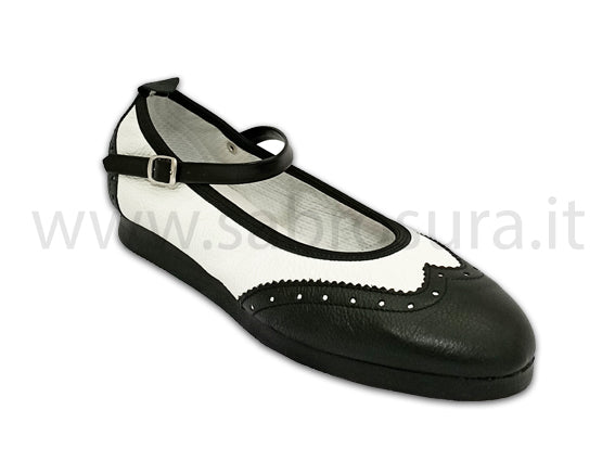 AL2481 pelle bianca e nera zeppa 1 cm