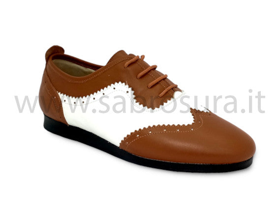 AM2285 nappa bianca e marrone suola zeppa 1 cm