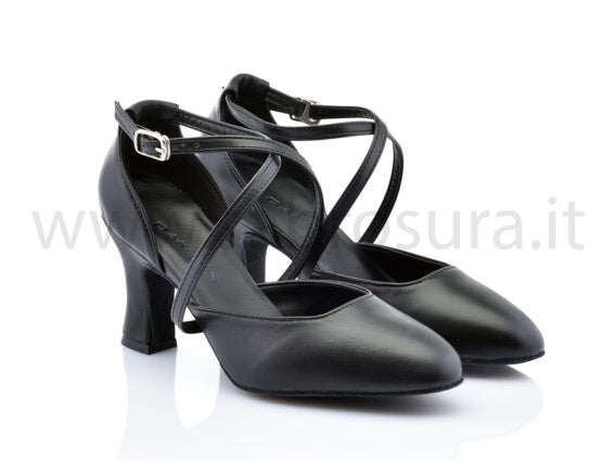 DL5232 "Cuccarini" pelle nera tacco 7,5 cm