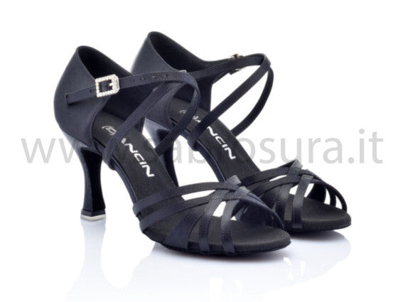 DL9580 raso nero tacco 7,5 cm