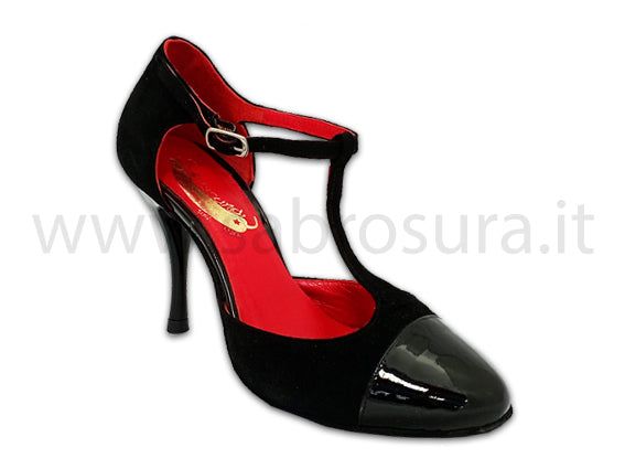 HL803 camoscio e vernice nera tacco 9 cm