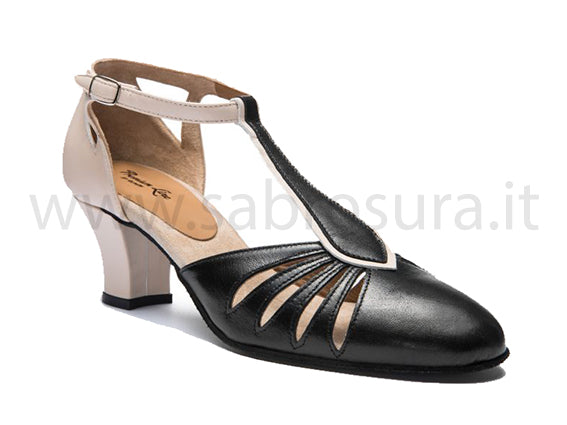 RL9210 pelle nera e beige tacco 5 cm