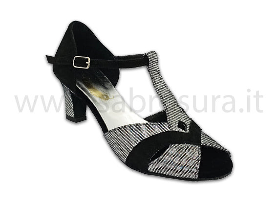 TDL3262 camoscio nero e stelline argento tacco 5 cm