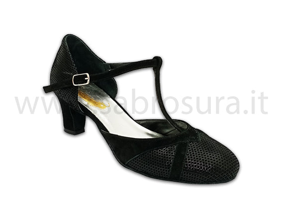 TDL3397 camoscio e stelline nero tacco 5 cm