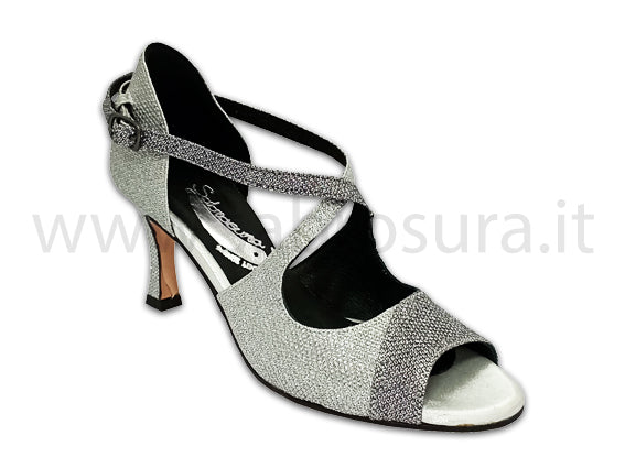 TL237 glitter argento e CDF tacco 7 cm