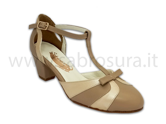 TL97 nappa beige e perla tacco 4 cm