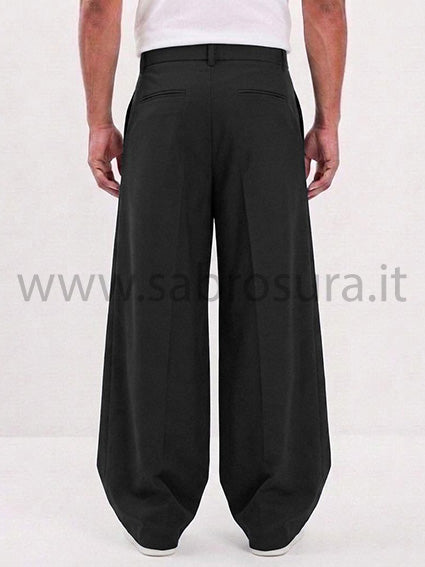 Pantalone pinces nero wide leg