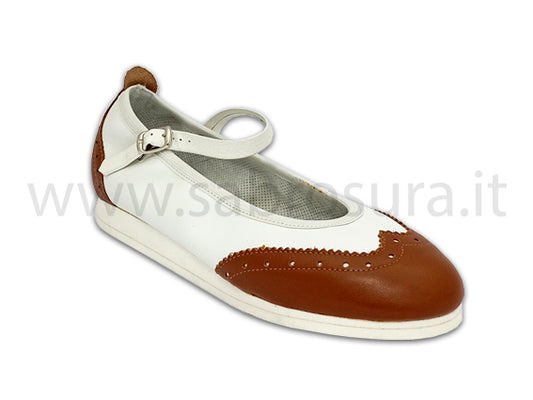 AL2481 pelle bianca e marrone zeppa 1 cm