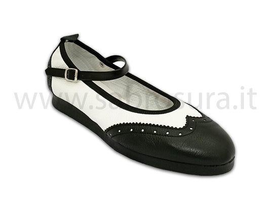 AL2481 pelle bianca e nera zeppa 1 cm