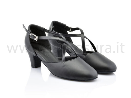 DL5222 "Cuccarini" pelle nera tacco 5,5 cm