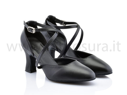 DL5232 "Cuccarini" pelle nera tacco 7,5 cm