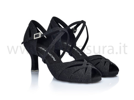 DL7091 glitter nero tacco 6 cm