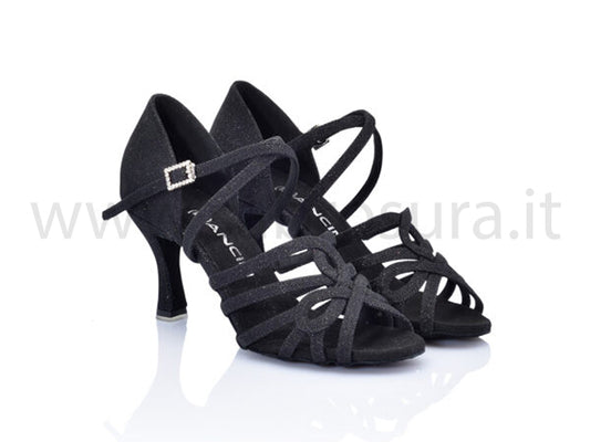 DL8770 glitter nero tacco 7,5 cm