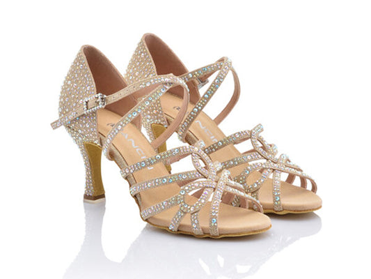 DL8870 glitter oro con crystal strass boreali tacco 7,5 cm