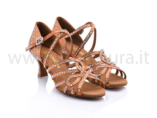 DL8885 raso flesh con crystal strass boreali tacco 5,5 cm