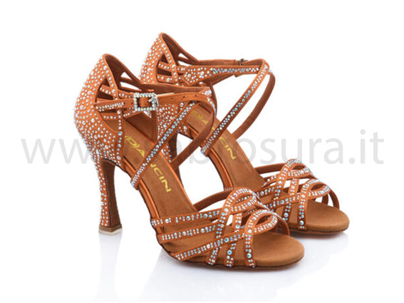 DL9053 raso flesh con crystal strass boreali tacco 10 cm