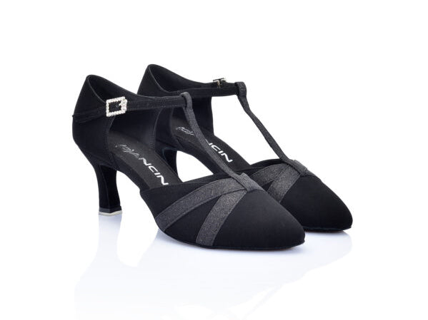 DL9423 nabuk e glitter nero tacco 6 cm