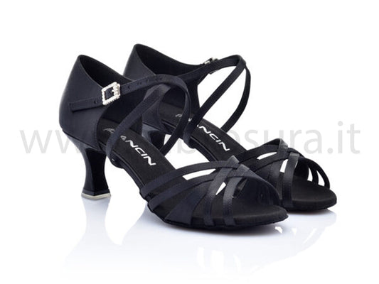 DL9577 raso nero tacco 5,5 cm