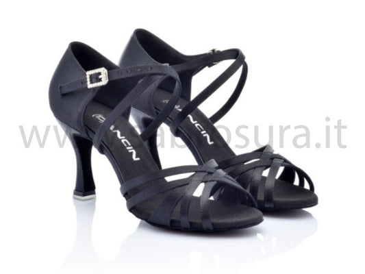 DL9580 raso nero tacco 7,5 cm
