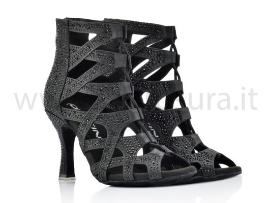 DLDB46 raso nero con crystal strass tacco 8,5 cm