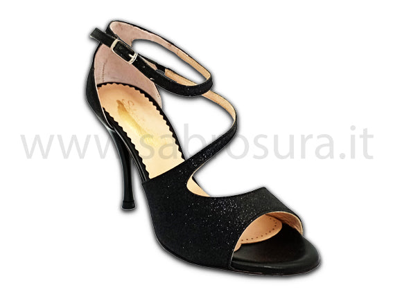 HLRoby026 bright nero tacco 9 cm