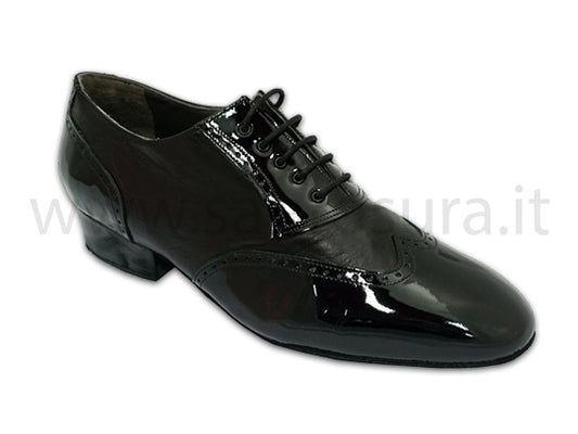 HMZED126 pelle nera e vernice tacco 3,5 cm