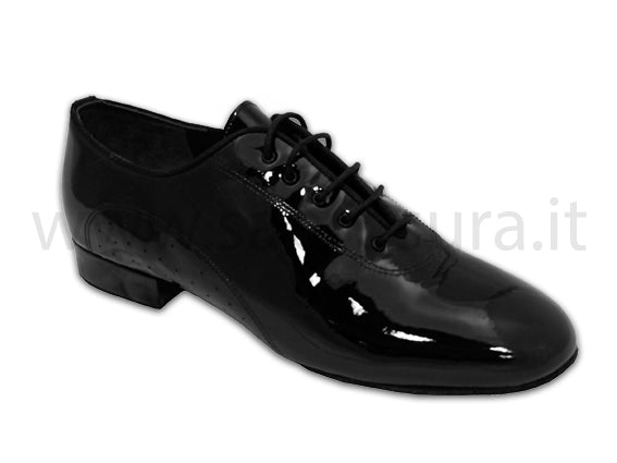 HMZED143 pelle nera effetto vernice tacco 2 cm