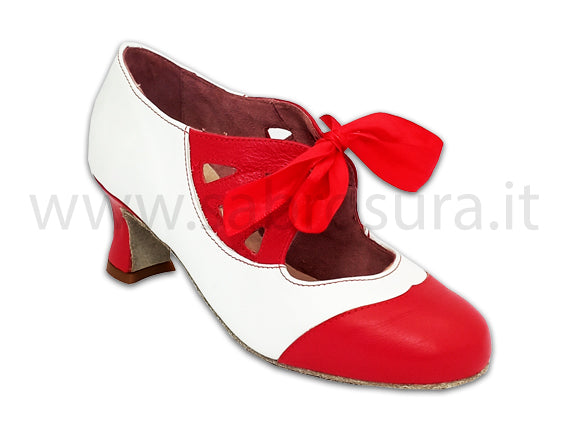 JLRita pelle bianca e rossa tacco 5 cm