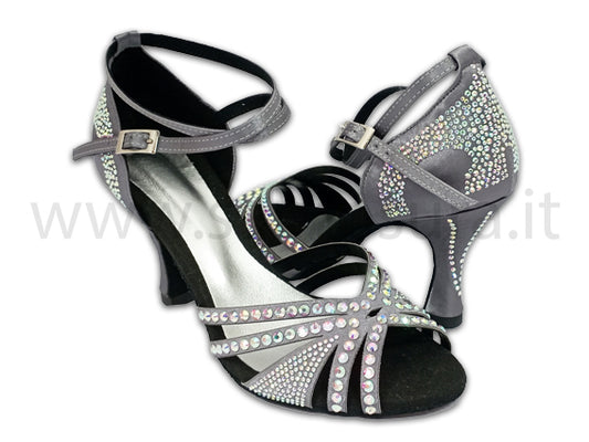 LL3 raso CDF con crystal strass boreali tacco 8 cm