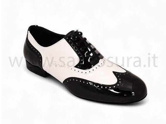 LM811 pelle effetto vernice bianca e nera tacco 2 cm