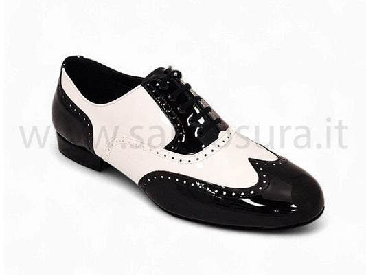 LM811 pelle effetto vernice bianca e nera tacco 2 cm