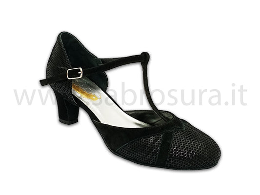 TDL3397 camoscio e stelline nero tacco 5 cm
