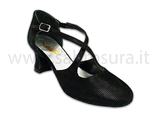 TDL3737 lucertolina nera tacco 5 cm