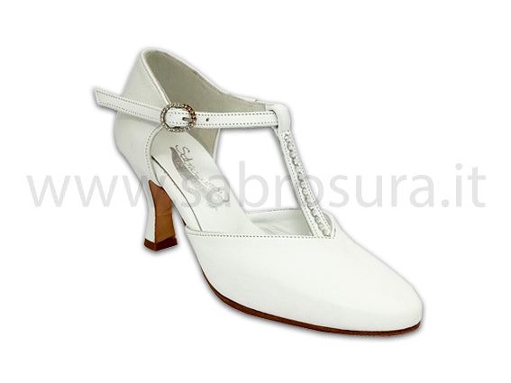TL05 nappa bianca e crystal strass tacco 7 cm