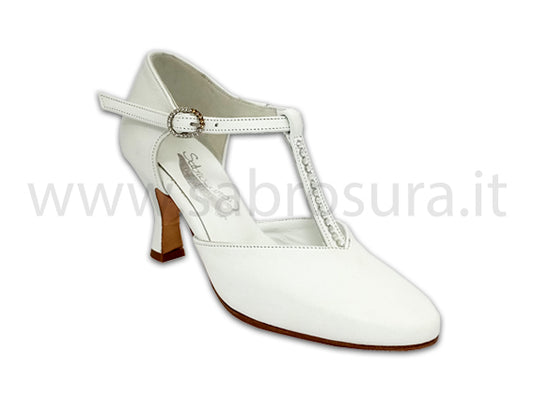 TL05 nappa bianca e crystal strass tacco 7 cm
