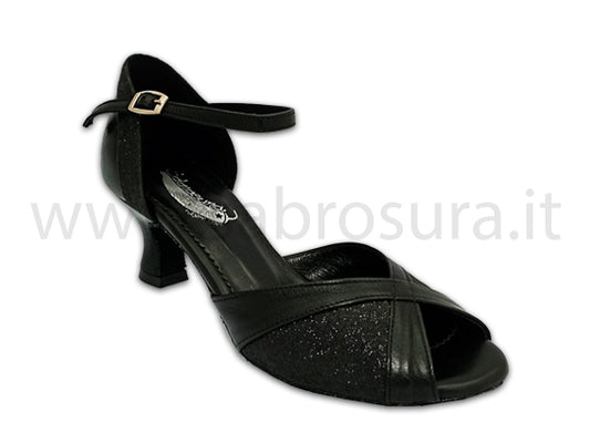 TL234 nappa e glitter nero tacco 5 cm