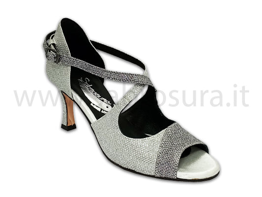 TL237 glitter argento e CDF tacco 7 cm