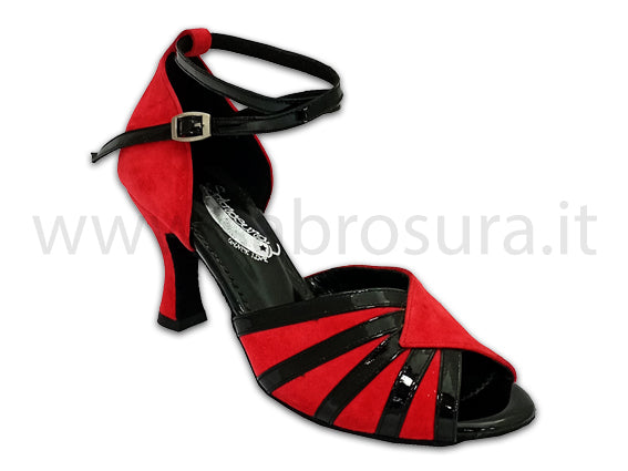 TL26 camoscio rosso vernice nera tacco 7 cm