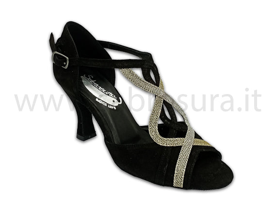 TL302 camoscio nero galassia cotton tacco 7 cm
