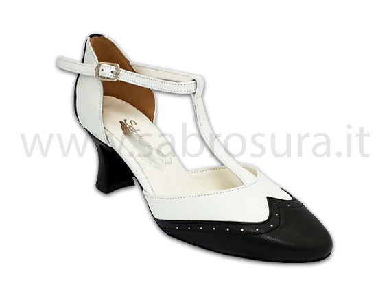 TL53 nappa bianca e nera tacco 5 cm