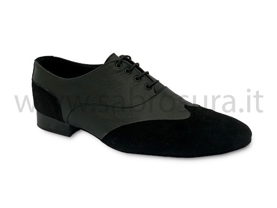 TMAN17 nappa e camoscio nero tacco 2 cm