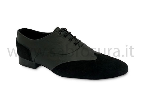 TMAN17 nappa e camoscio nero tacco 2 cm