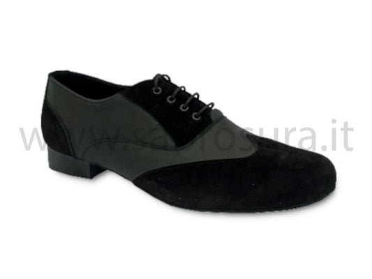 TMAN23 nappa e camoscio nero tacco 2 cm