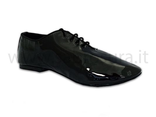 Jazz pelle nera effetto vernice tacco 1 cm