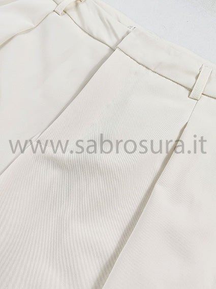 Pantalone pinces beige wide leg