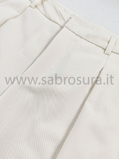 Pantalone pinces beige wide leg
