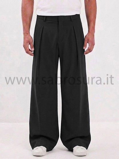 Pantalone pinces nero wide leg