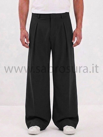 Pantalone pinces nero wide leg