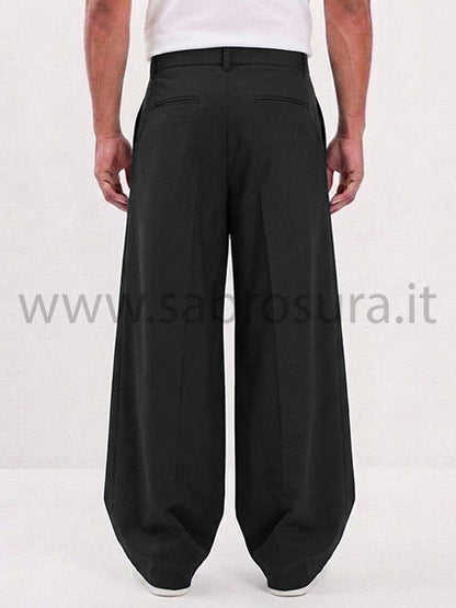 Pantalone pinces nero wide leg