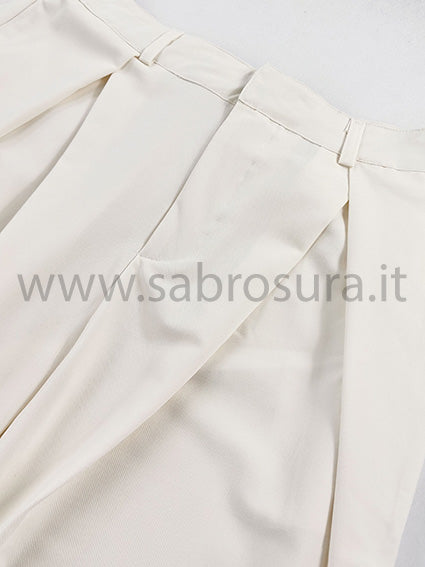Pantalone pinces sfondo piega beige wide leg
